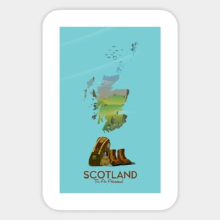 Scotland Map Travel Poster Sticker